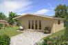 Gartenhaus Camilla 6x5 m + 1 m Vordach / 45mm