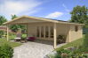 Gartenhaus Camilla 6x5 m + 3 m Vordach / 70mm