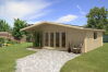 Gartenhaus Camilla 6x6 m + 1 m Vordach / 45mm