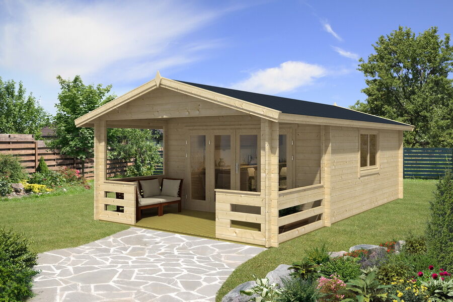 Gartenhaus Cornelia 4x5 m + 2 m Terrasse / 45mm