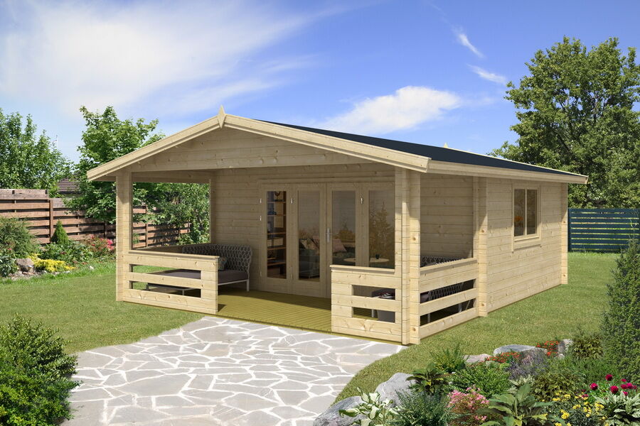 Gartenhaus Cornelia 5x4 m + 2 m Terrasse / 70mm