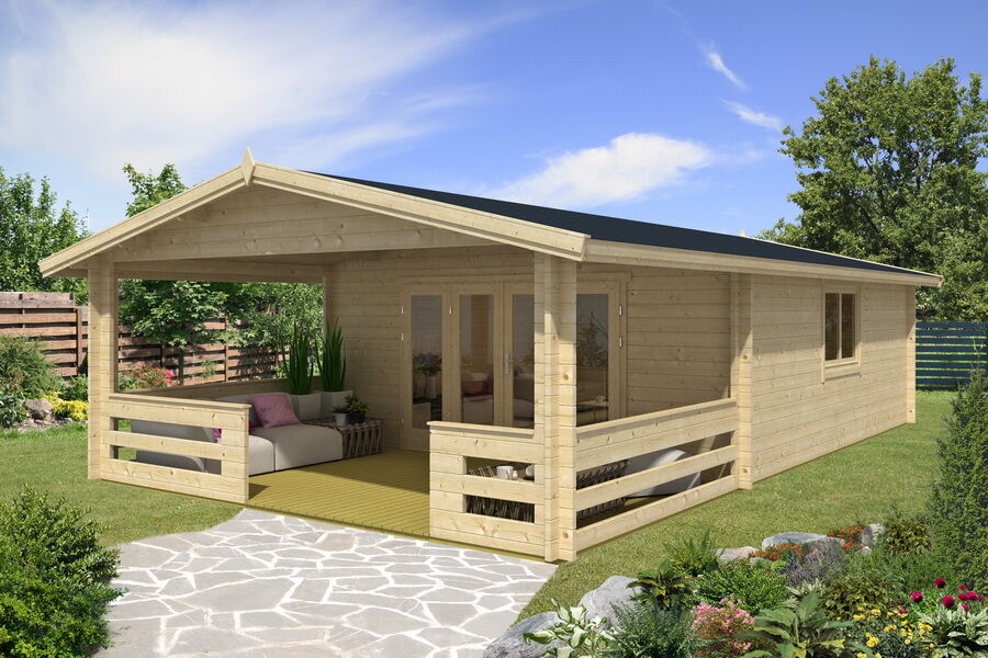 Gartenhaus Cornelia 5x6 m + 3 m Terrasse / 45mm