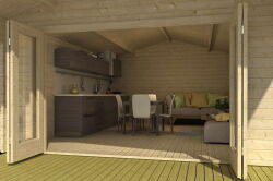 Gartenhaus Cornelia 5x6 m + 3 m Terrasse / 45mm