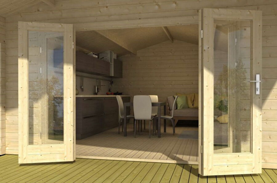 Gartenhaus Cornelia 6x6 m + 2 m Terrasse / 45mm