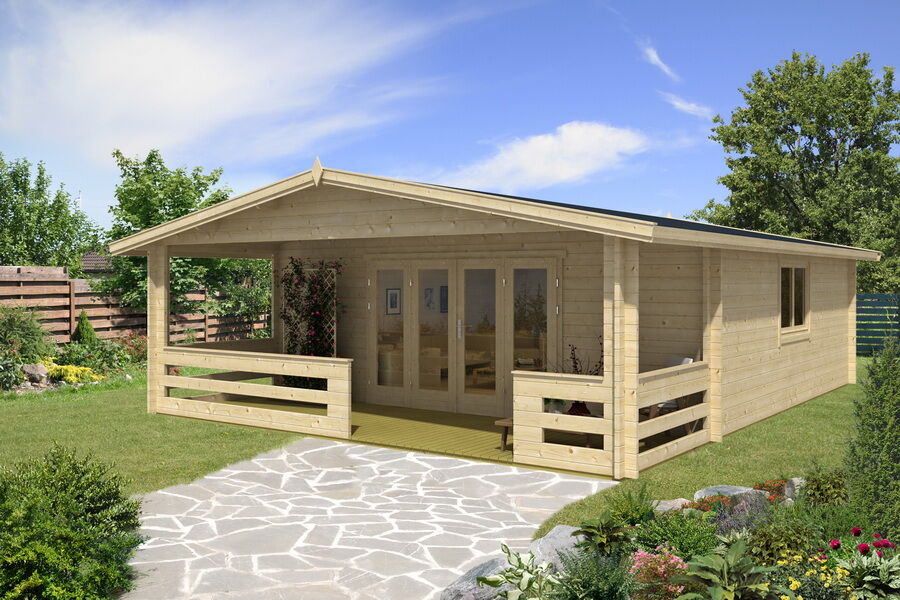 Gartenhaus Cornelia 6x6 m + 2 m Terrasse / 70mm
