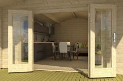 Gartenhaus Cornelia 6x6 m + 2 m Terrasse / 70mm