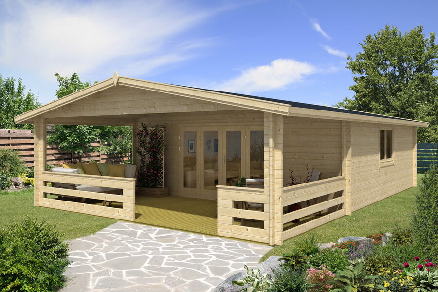 Gartenhaus Cornelia 6x6 m + 3 m Terrasse / 45mm