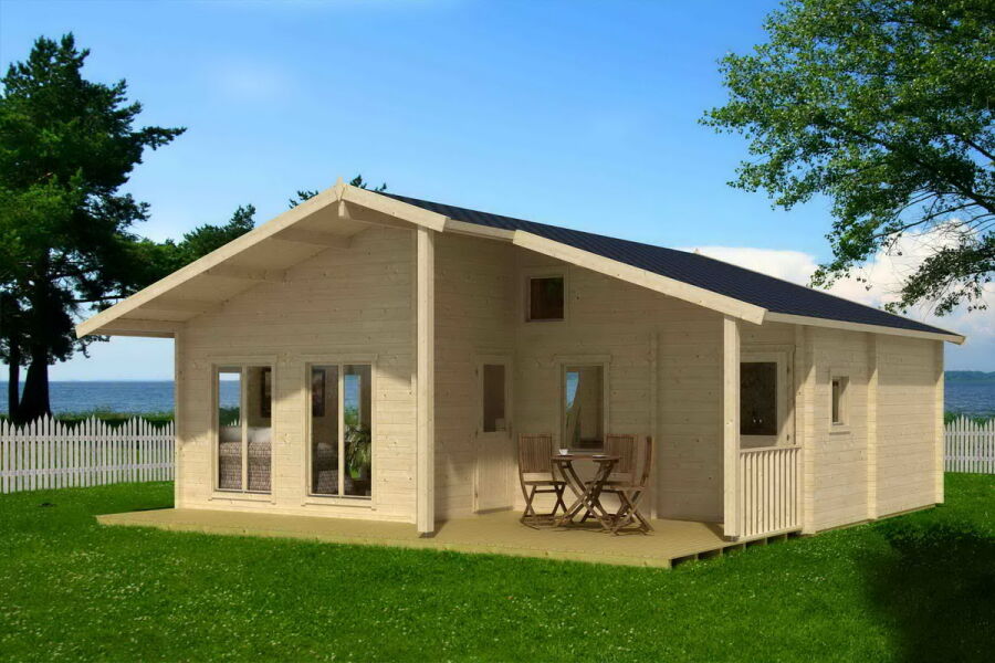 Ferienhaus GANGES 70 (Basis Fenster) 780 x 730 cm; 70mm Wandstärke; inkl. Terrasse