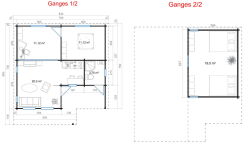 Ferienhaus GANGES 70 (Basis Fenster) 780 x 730 cm; 70mm Wandstärke; inkl. Terrasse