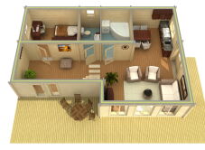 Ferienhaus MEKONG 70 (Basis Fenster) 1050 x 735 cm; 70mm...