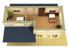 Ferienhaus MEKONG 70 (Basis Fenster) 1050 x 735 cm; 70mm Wandstärke; inkl. Terrasse