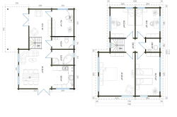 Ferienhaus MEKONG XL 70 (Basis Fenster) 1050 x 795 cm; 70mm Wandstärke; 2 komplette Etagen