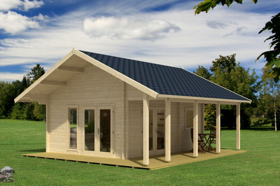 Ferienhaus MISSOURI 70 (Basis Fenster) 460 x 560 cm; 70mm Wandstärke; inkl. Terrasse