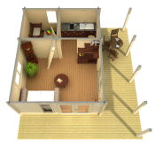 Ferienhaus MISSOURI 70 (Basis Fenster) 460 x 560 cm; 70mm...