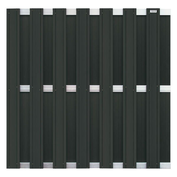 WPC-Zaun DESIGN anthrazit mit ALU Träger silber, 180x180x3,9cm