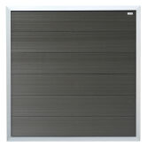 WPC-Zaun FORTE anthrazit mit ALU Rahmen silber, 180x180x4cm