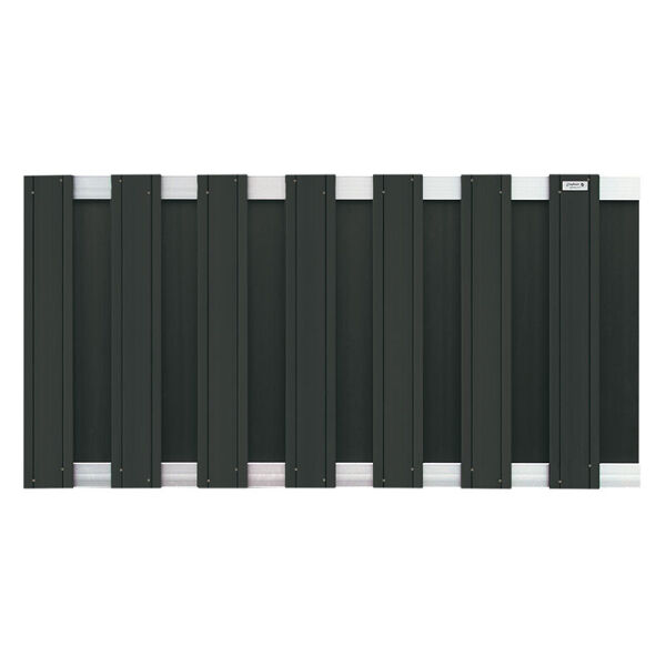 WPC-Zaun DESIGN anthrazit mit ALU Träger silber, 180x93x3,9cm halbhohes Element
