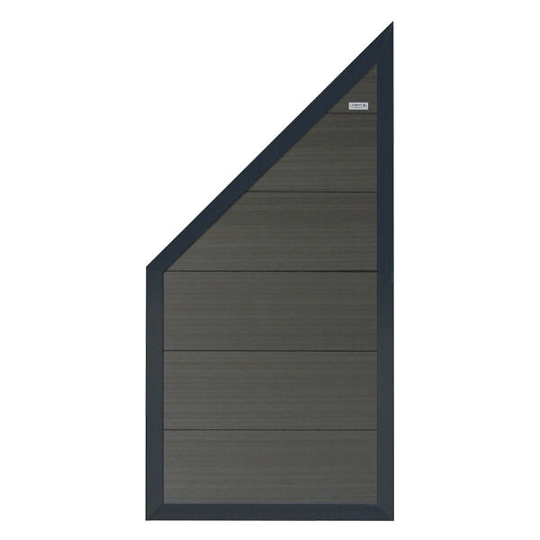 WPC-Zaun FORTE anthrazit mit ALU Rahmen anthrazit Abschlußelement schräg, 90x93/180x4cm