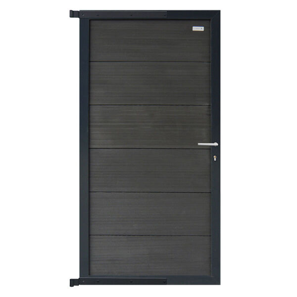 WPC-Gartentür FORTE anthrazit mit ALU Rahmen anthrazit, 90x180x4cm inkl. Beschläge