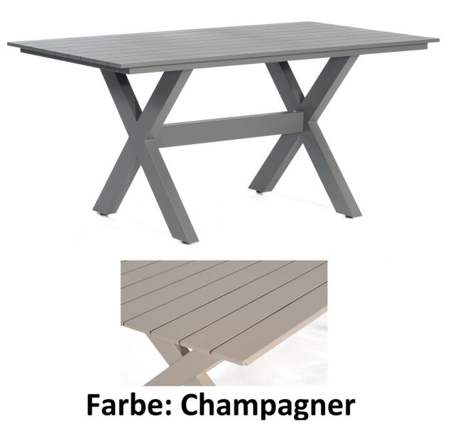Sunny Smart Gartentisch Topas Aluminium pulverbeschichtet champagner 160x90 cm