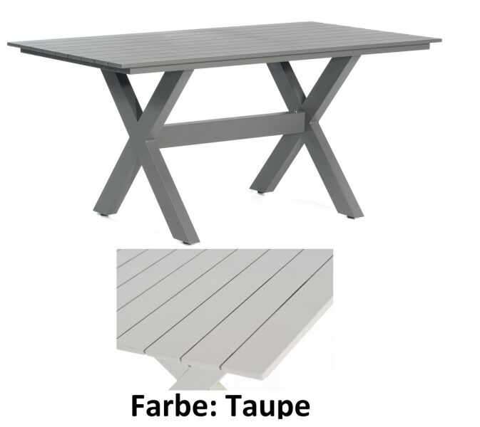 Sunny Smart Gartentisch Topas Aluminium pulverbeschichtet taupe 160x90 cm