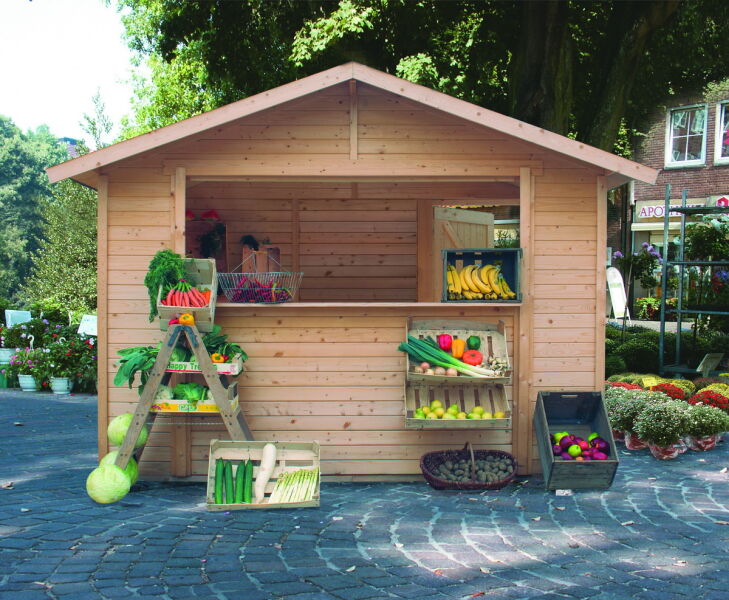 Karibu Marktstand/Verkaufsstand 2; 303 x 202 cm; naturbelassen