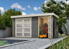 Karibu Gartenhaus MÜHLENTRUP 1 terragrau 404 x 217 cm