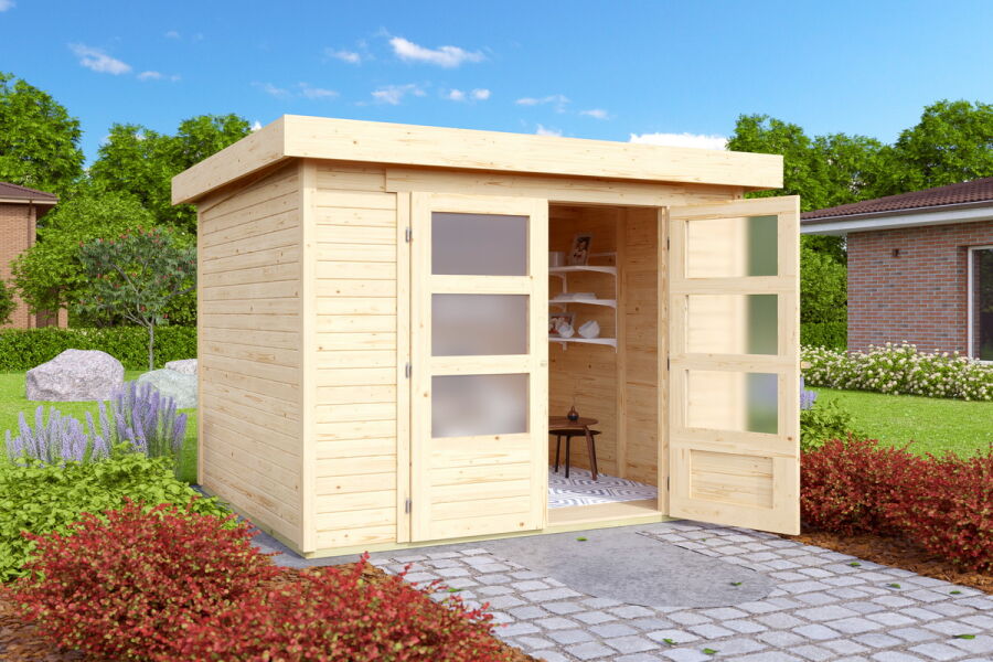 Karibu Gartenhaus ASKOLA 3 naturbelassen; 242 x 217 cm