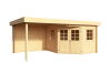 Gartenhaus HESSEN 5-Eck 480x280 cm (L) Sockelmass inkl. Schleppdach; 28mm Blockbohlen; ohne Boden