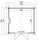 Gartenhaus JOOST 292x292 cm (L); 40 mm Doppelnut; ohne Boden