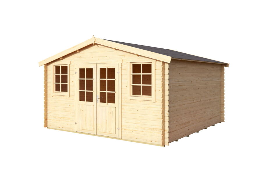 Gartenhaus WELS 4; 390 x 390 cm; 28mm Blockbohle; Doppelflügeltür; inkl. Boden
