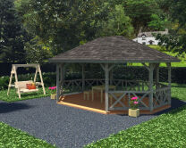 Palmako Pavillon BETTY 25,0 m² - 615x465 cm, 12x12 cm Leimholz-Pfosten, naturbelassen
