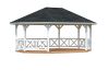 Palmako Pavillon BETTY 25,0 m² - 615x465 cm, 12x12 cm Leimholz-Pfosten, naturbelassen