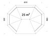 Palmako Pavillon BETTY 25,0 m² - 615x465 cm, 12x12 cm Leimholz-Pfosten, naturbelassen
