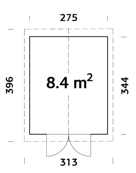 Palmako Gerätehaus MARTIN 8,4 m²  275x344 mm, 18+70 mm, inkl. Fußboden, naturbelassen