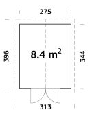 Palmako Gerätehaus MARTIN 8,4 m²  275x344 mm, 18+70 mm, inkl. Fußboden, naturbelassen