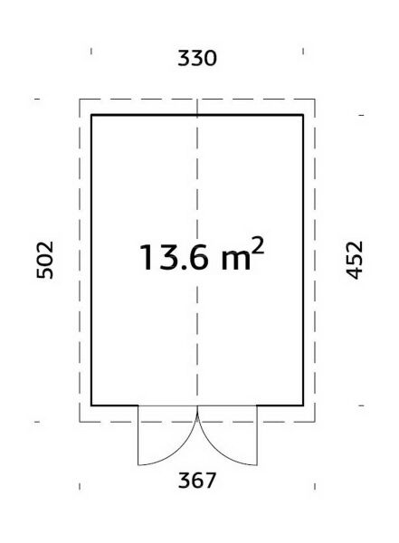 Palmako Gerätehaus MARTIN 13,6 m²  330x452 mm, 18+70 mm, inkl. Fußboden, naturbelassen