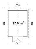 Palmako Gerätehaus MARTIN 13,6 m²  330x452 mm, 18+70 mm, inkl. Fußboden, naturbelassen