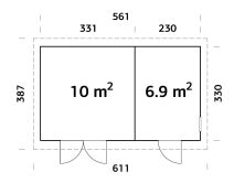 Palmako Gerätehaus KALLE 16,9 m²  561x330 cm ,...