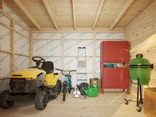 Palmako Gerätehaus KALLE 16,9 m²  561x330 cm , 18+70 mm, inkl. Fußboden, naturbelassen