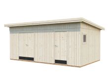 Palmako Gerätehaus KALLE 16,9 m²  561x330 cm , 18+70 mm, inkl. Fußboden, naturbelassen
