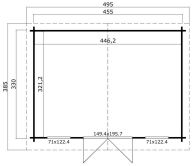 Gartenhaus PADSTOW (A) 455x330 cm Sockelmass; 44mm Blockbohlen; inkl. Boden