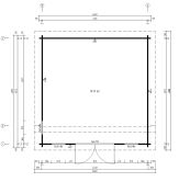 Gartenhaus MELLUM 440x440 cm (A); 44mm Doppelnut, ISO, inkl. Fußboden