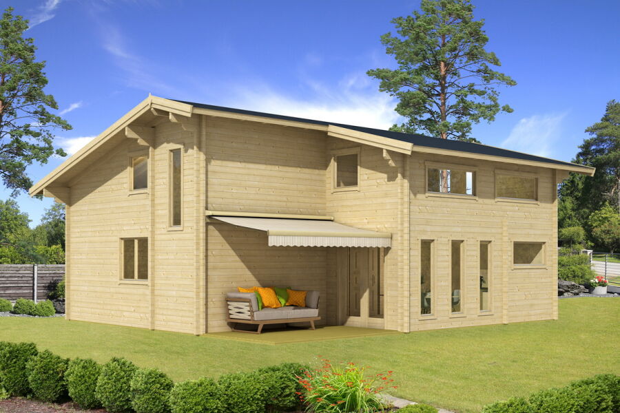 Ferienhaus MÄLAREN (Basis Fenster) 833 x 941 cm; 70mm Wandstärke; inkl. Terrasse