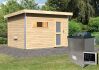 38 mm Saunahaus SKROLLAN 2  / Ofen 9 KW externe Strg esay / Moderne Eingangstür