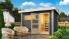 38 mm Saunahaus SKROLLAN 2  / Ofen 9 kW Bio externe Strg easy / terragrau