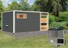 38 mm Saunahaus HYGGE / Ofen 9 KW externe Strg esay / terragrau