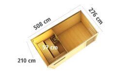 38 mm Saunahaus HYGGE / Ofen 9 kW Bio externe Strg easy / terragrau