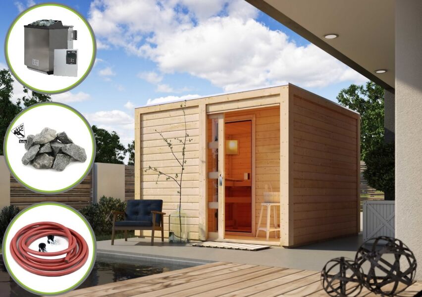 Karibu Saunahaus CUBEN / TOPGARDEN 4 / mit 9KW BIO Ofen externe Strg. / *AKTION*