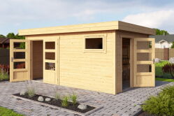 Gartenhaus SAMUEL 28 Flachdach 420x280 cm + 200 cm...